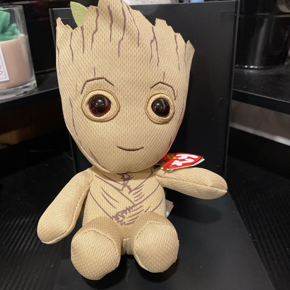 TY Disney Marvel Groot Guardians Of The Galaxy Beanie Baby 7" Tall Plush
